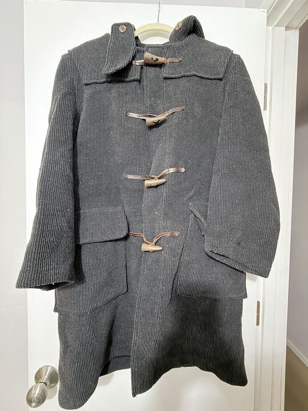 Vintage Gloverall Women's 100% Wool Duffle Coat Ribbed Corduroy Made in England